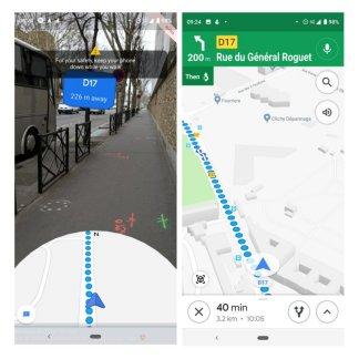 Google Maps: the Street View interface makes better use of the screen on Android