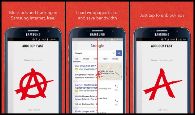 Samsung blocks ads on its mobiles with Adblock Fast