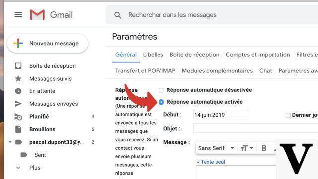 How to schedule an out of office message on Gmail?