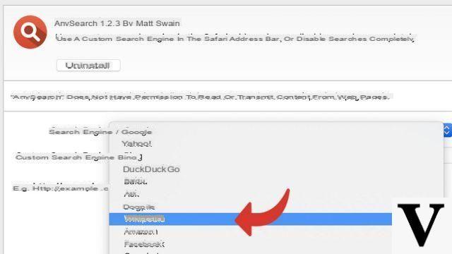 Como mudar o mecanismo de busca no Safari?