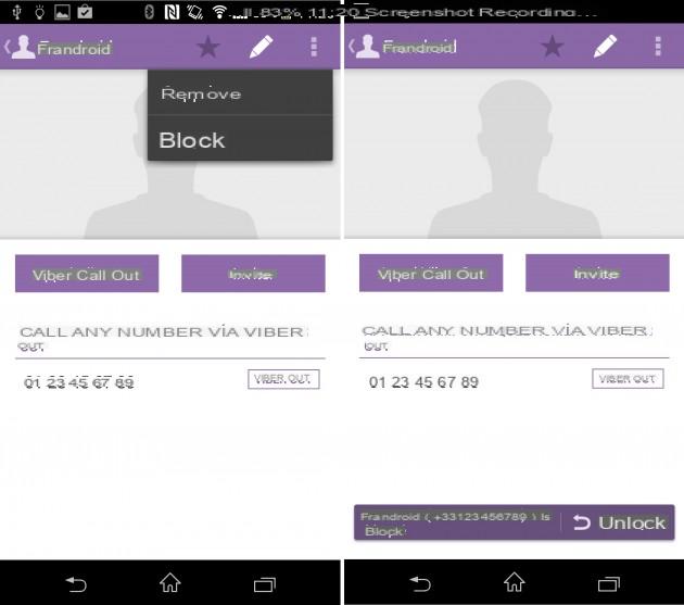 The Viber application allows the blocking of unwanted calls