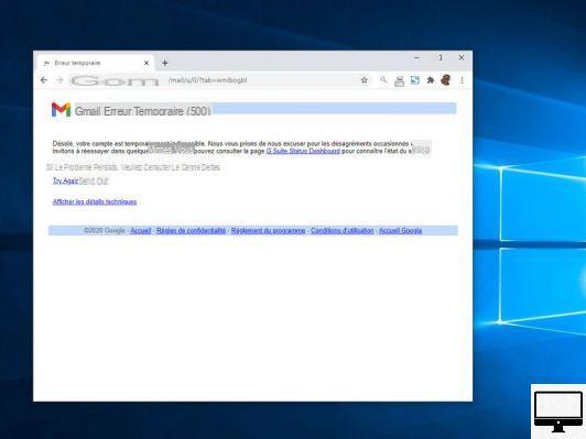 Gmail error 500: some disturbances in progress
