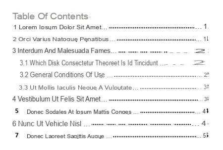 Word summary: make an automatic table of contents