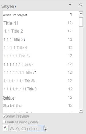 Word summary: make an automatic table of contents