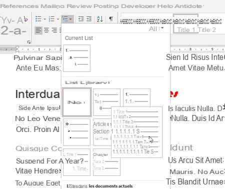 Word summary: make an automatic table of contents