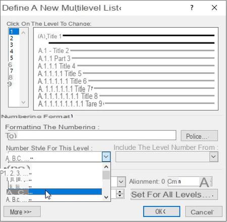 Word summary: make an automatic table of contents