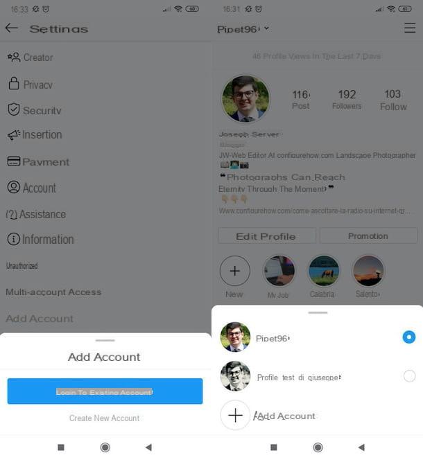 Comment connecter deux comptes Instagram