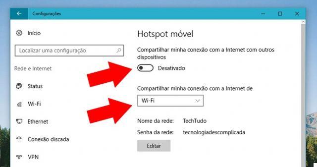 Cómo activar el punto de acceso Wifi en Windows 10 -