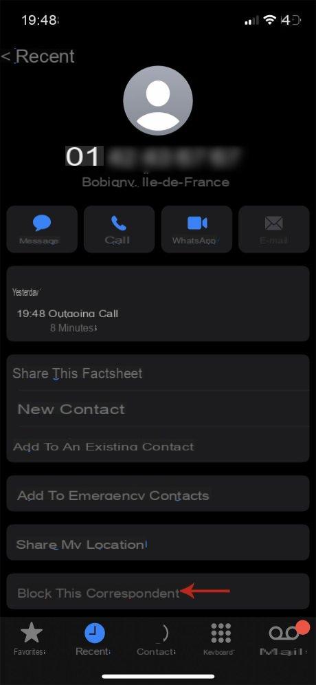 How to block a phone number on iPhone?