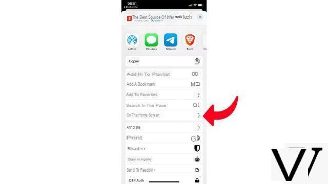 How to add a web shortcut on the home page of your iPhone?