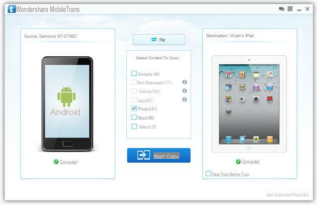 Transférer des photos d'Android vers iPad et iPhone -