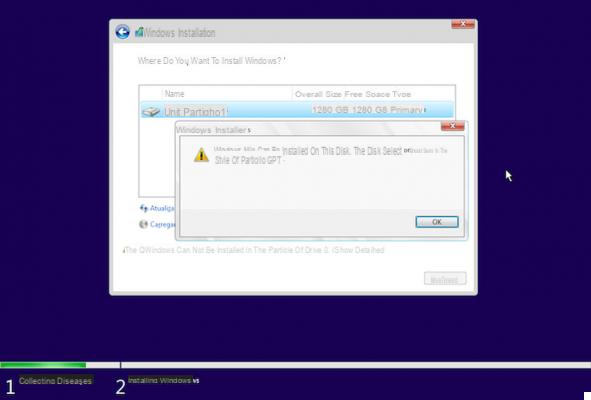 [Resolvido] Falha ao instalar o Windows (disco definido para partição GPT ou MBR) -