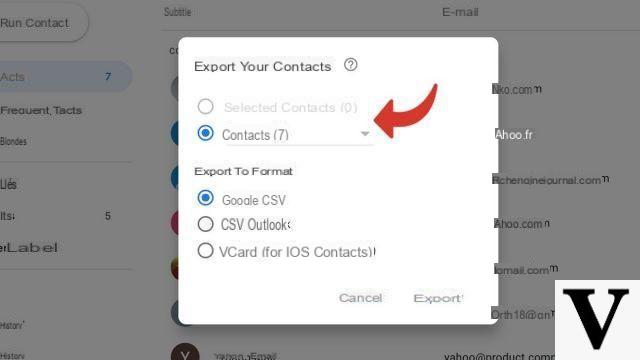 How to export contacts to Gmail?