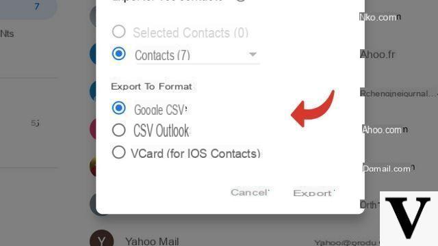 How to export contacts to Gmail?