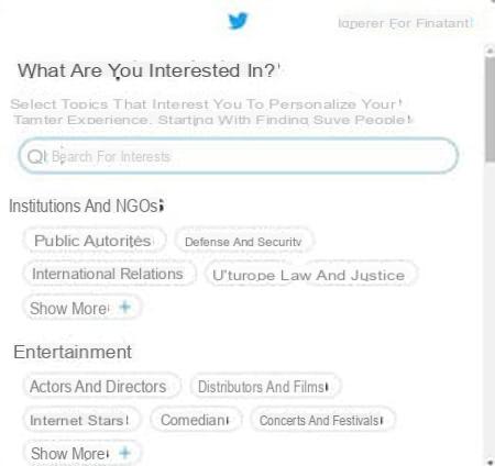 Twitter registration: the right settings