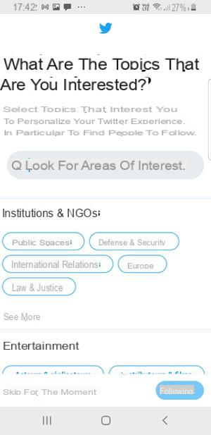 Twitter registration: the right settings