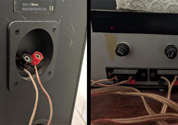 How to connect speakers with red and black wire to the TV