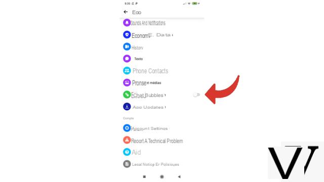 How to activate chat bubbles on Messenger?