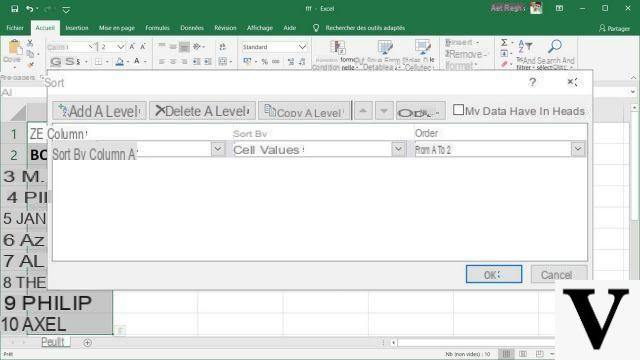 How to sort data in column or row in Excel?