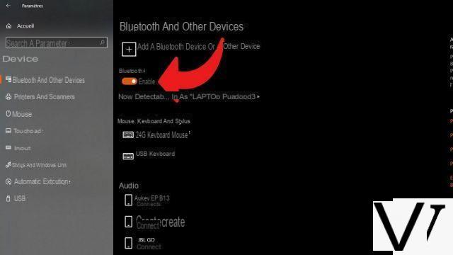 How to activate Bluetooth on Windows 10?