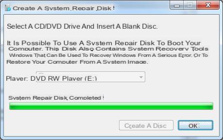 Crear disco de reparación en Windows 7