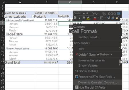 Excel pivot table: example, create, update ...