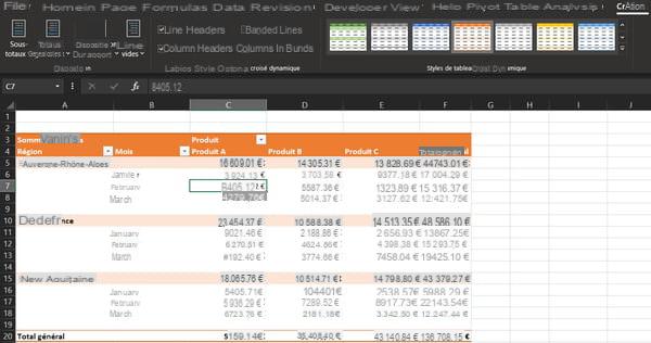 Tabela dinâmica do Excel: exemplo, criar, atualizar ...