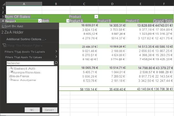 Tabela dinâmica do Excel: exemplo, criar, atualizar ...