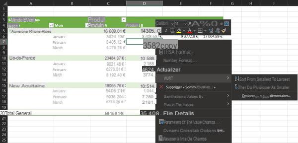 Excel pivot table: example, create, update ...