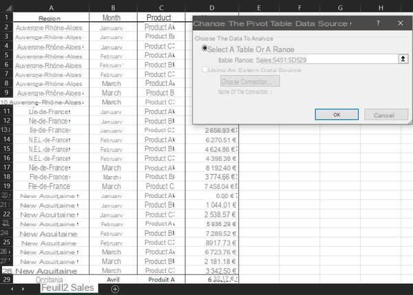 Excel pivot table: example, create, update ...