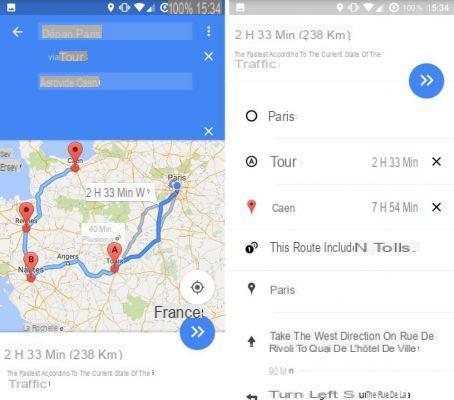 How to create a multi-destination itinerary on Google Maps for Android?