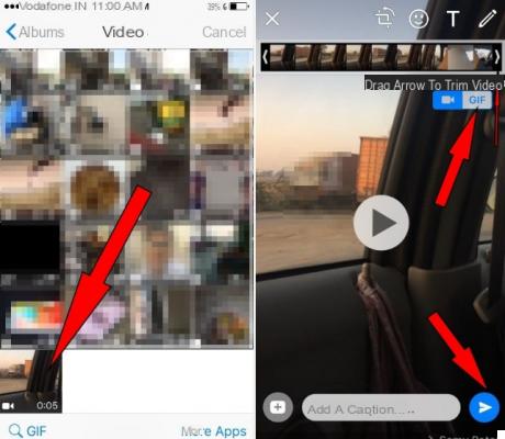 Comment envoyer une vidéo au format GIF sur Whatsapp -