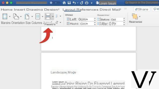 How to switch one or more pages of a Word document to landscape mode?