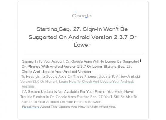 Google bloqueará las conexiones del antiguo Android a partir de septiembre